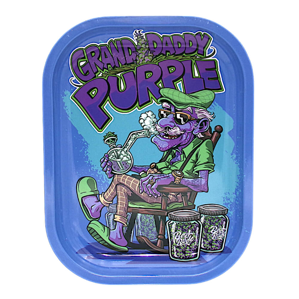 Best Buds Grand Daddy Purple Bandeja Para Liar De Metal Pequeña 14×18 cm - Imagen 2