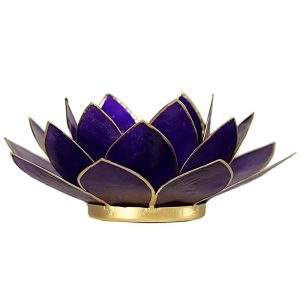 Portavelas Loto 7mo Chakra Púrpura con Borde Oro 13,5cm