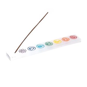 Quemador de Incienso de Selenita 7 Chakras 25x1cm