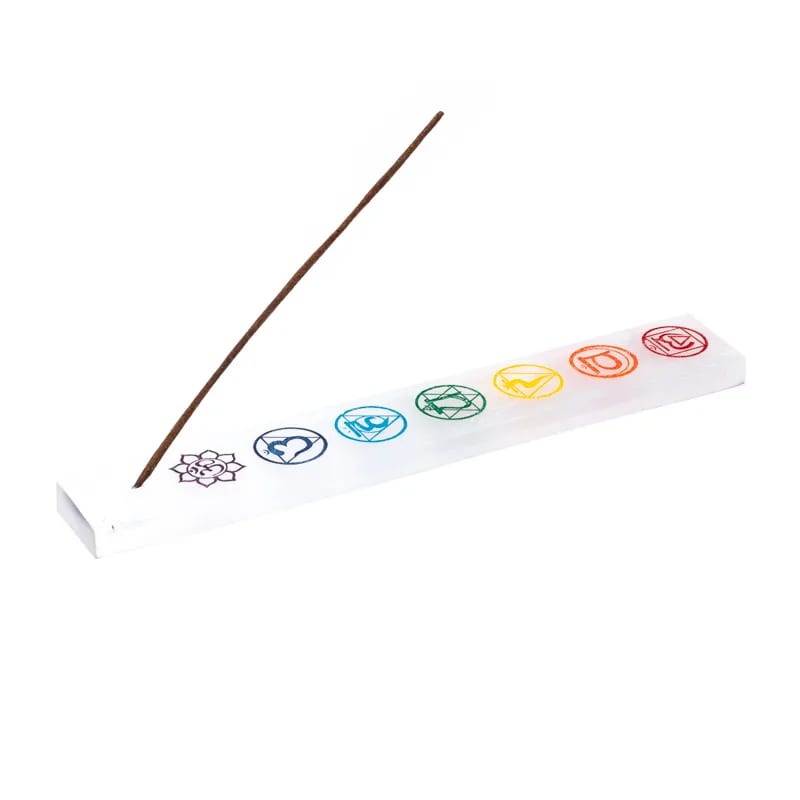 Quemador de Incienso de Selenita 7 Chakras 25x1cm - Imagen 2