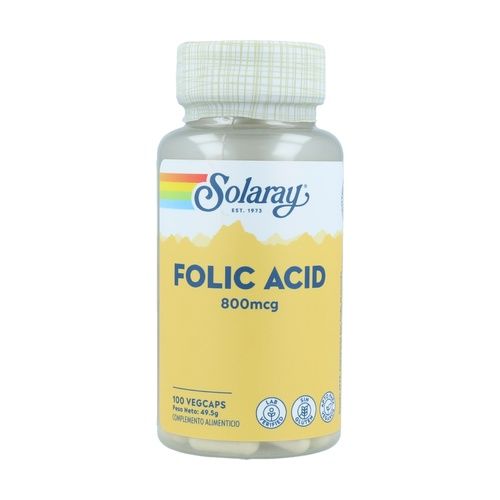 Ácido fólico 800 mcg Solaray 100 cápsulas - Imagen 2